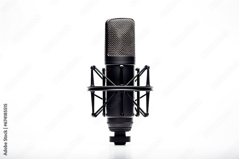 Microphone in studio isolated on white Microphone in studio isolated on white