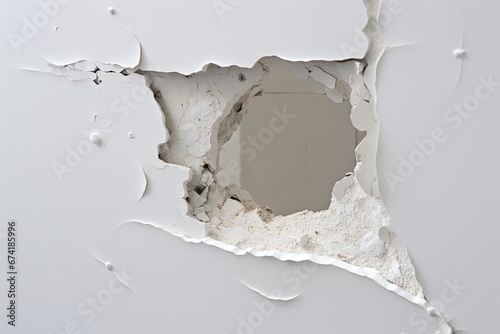 Split view of a Metal Molly fastener fixed in pre drilled hole of moisture resistant drywall sheet cut to reveal gypsum fiber and connection details photo