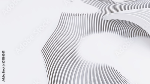 Abstract Curved Shapes. White Circular Background.