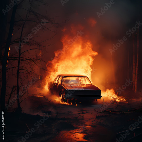 Flaming Car