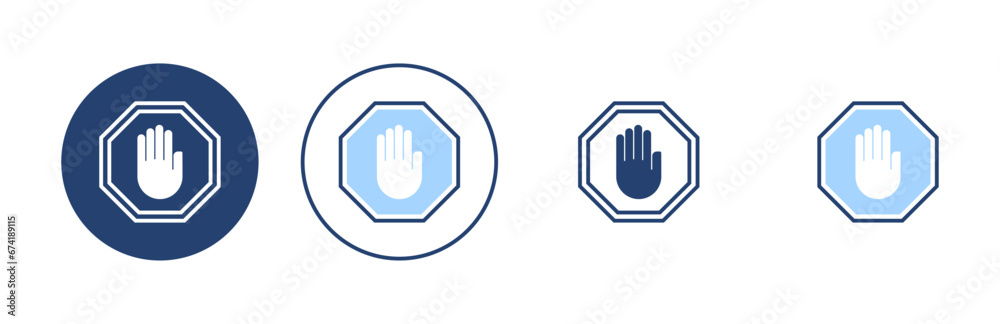 Stop icon vector. stop road sign. hand stop sign and symbol. Do not enter stop red sign with hand Stop icon vector. stop road sign. hand stop sign and symbol. Do not enter stop red sign with hand