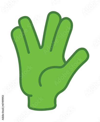vulcan salute in green hand
