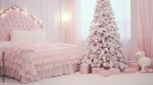 Christmas tree in the room background