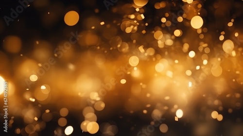 Gold Christmas background defocused blurred light bokeh effect