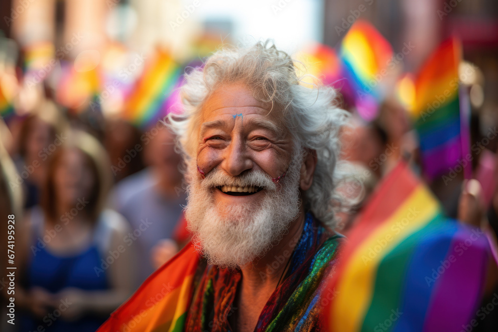 A colorful LGBTQ+ pride parade, celebrating diversity and inclusivity. Generative Ai.
