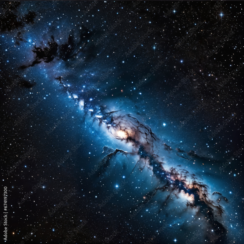 Fototapeta premium Beautiful space with a lot of stars and cosmic clouds in red, yellow and blue colors