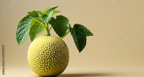 Portrait of cantaloupe. Ideal for your designs, banners or advertising graphics.
