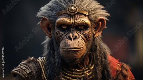 warrior monkey with human face
