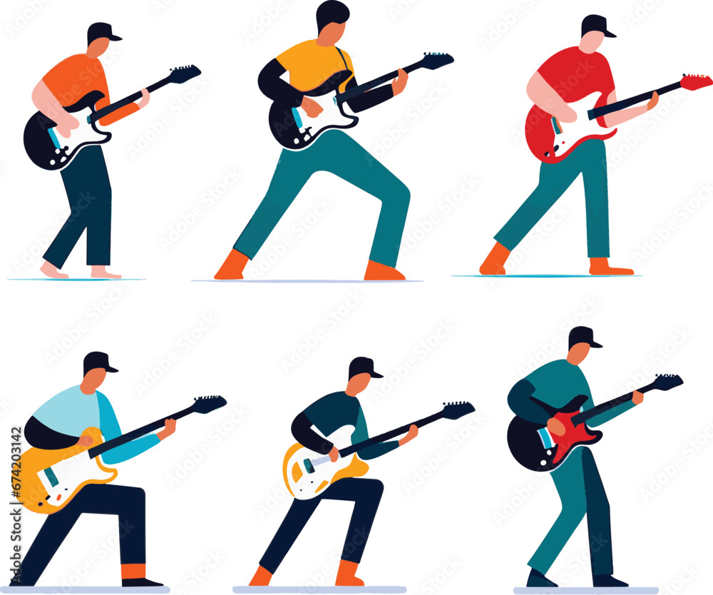 Obraz premium a set of guitarist isolated