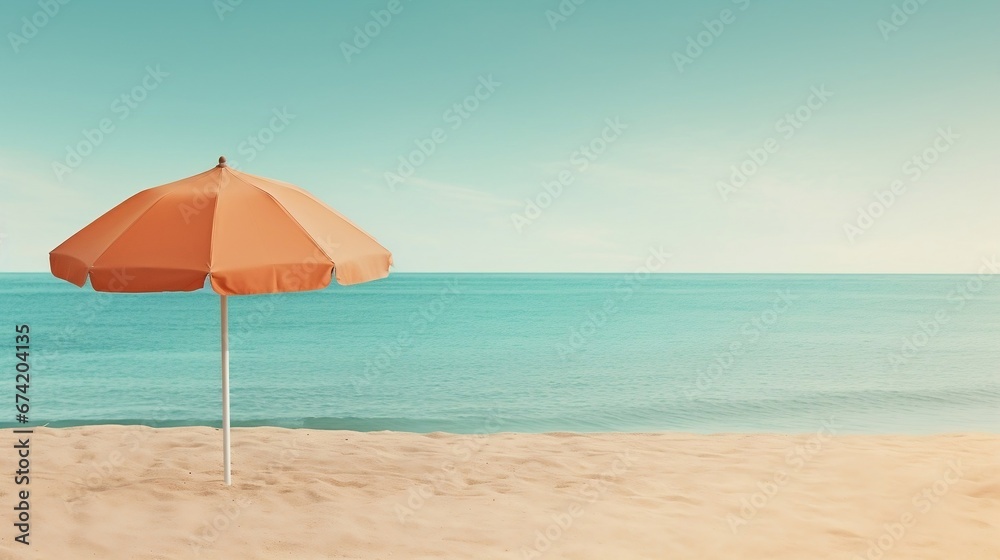 Beach umbrella and sea,  beach umbrella,  a sun-soaked beach scene with a beach umbrella 