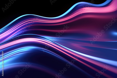 Abstract technology futuristic neon circle glowing blue and pink light. Dynamic translucent soft gradient. Generative AI.