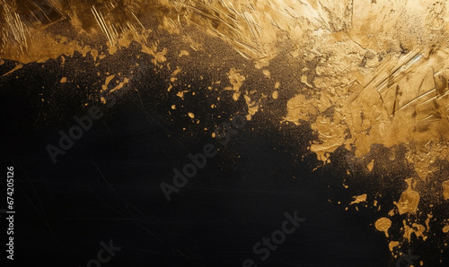 golden foil abstract background in black
