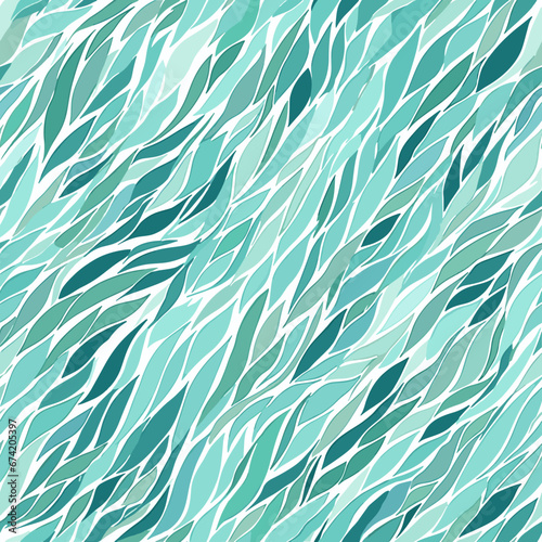 seamless pattern with waves, leaves 