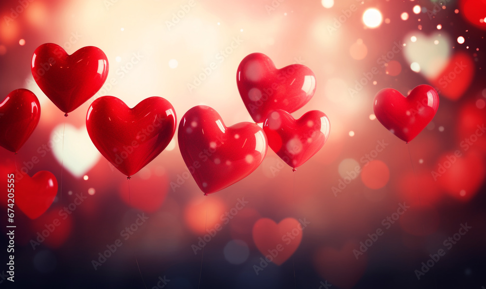 Heart valentines blur background