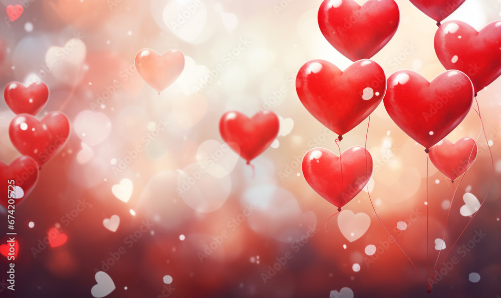 Heart valentines blur background