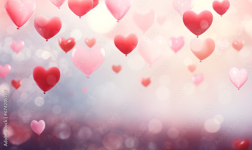 Heart valentines blur background