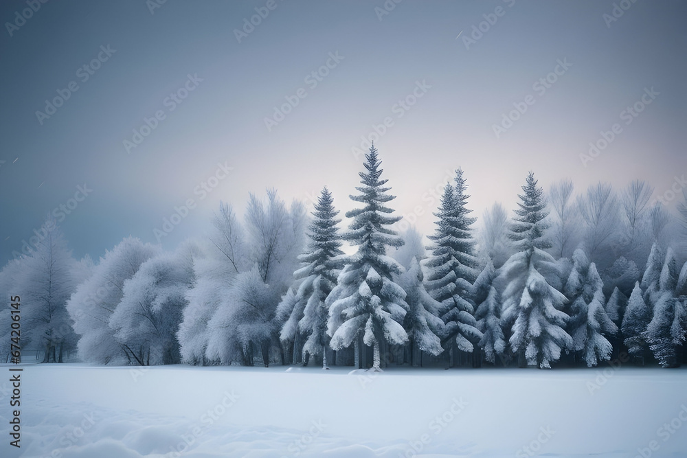 Fototapeta premium Snow covered trees