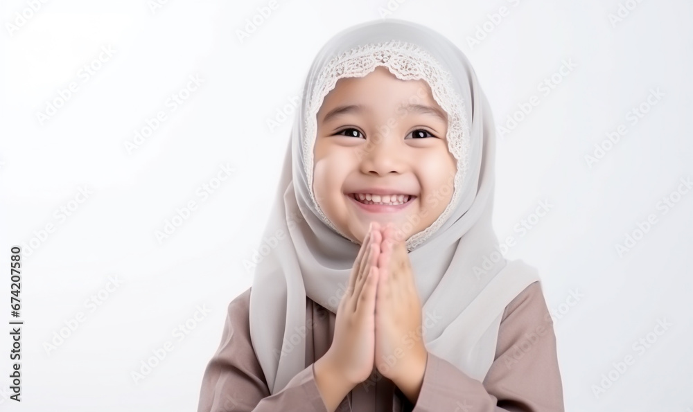 Smile asian hijab little girl