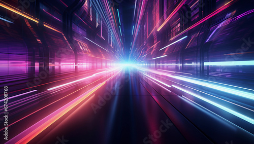 Abstract tunnel illustration background with neon lights