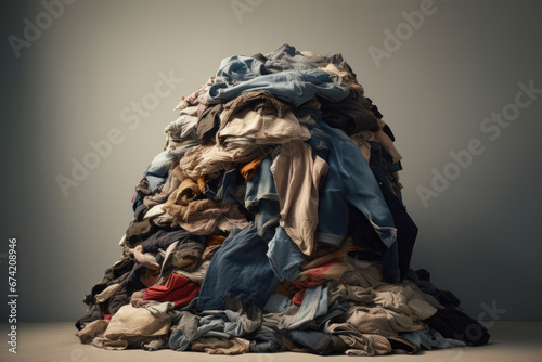Pile of Old Clothes in a Non-Descript Room photo
