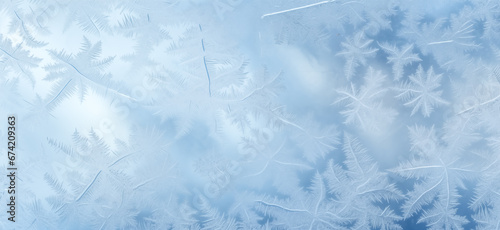 Abstract Winter frosty pattern, background texture. Frozen background. Ice crystals or cold winter background. frozen ice texture © Viks_jin