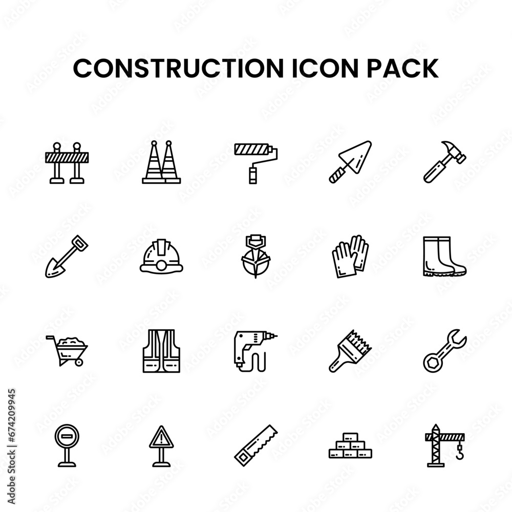 Construction Thin Outline icon pack Construction Thin Outline icon pack
