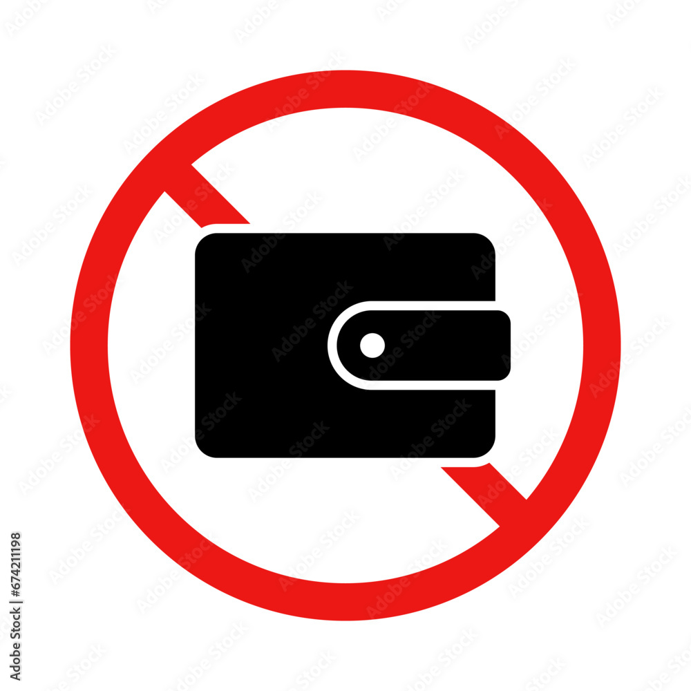 Asset freezing icon. Wallet and ban icon. Vector. Asset freezing icon. Wallet and ban icon. Vector.