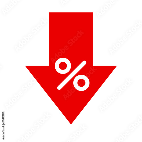 Discounted arrow icon. Discount percent symbol. Vector.