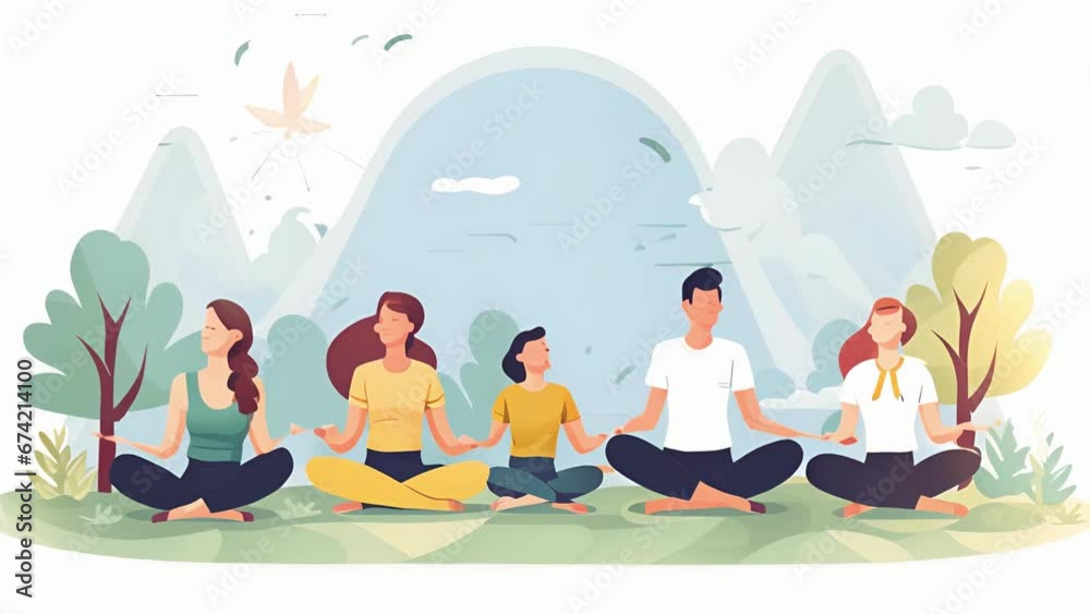 Cartoon characters participate in a mindfulness exercise, learning to focus on the present moment and observe their thoughts without judgment. Cartoon characters participate in a mindfulness exercise, learning to focus on the present moment and observe their thoughts without judgment.