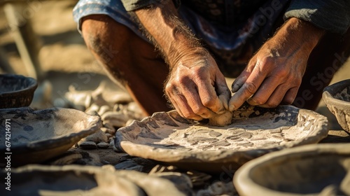 Archaeologist unearthed old pottery