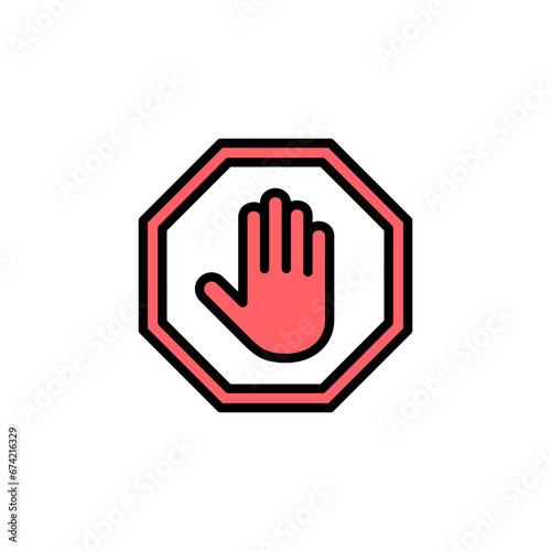 Stop icon set illustration. stop road sign. hand stop sign and symbol. Do not enter stop red sign with hand © OLIVEIA