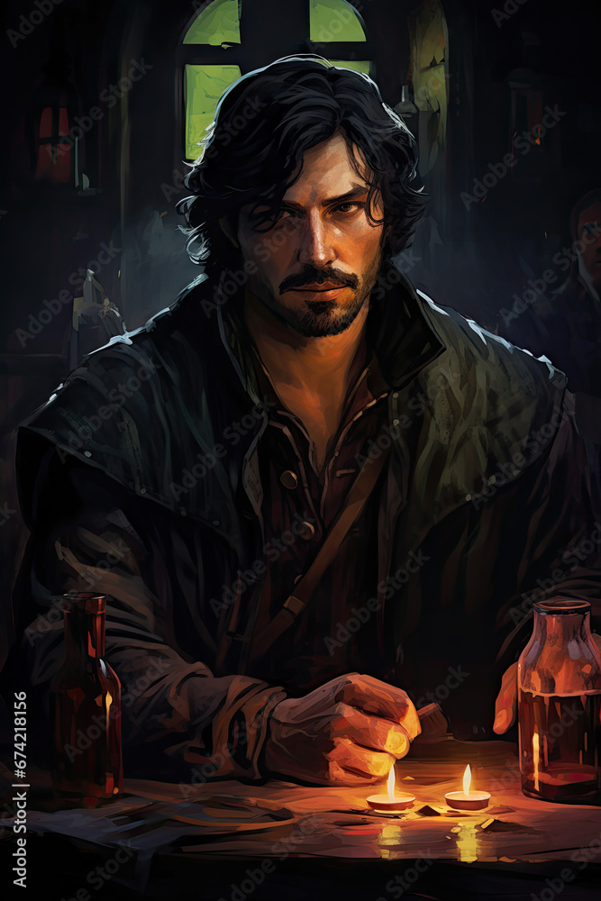 Mysterious Tavern Encounter
, Dark Medieval Fantasy,Old School RPG Illustration Mysterious Tavern Encounter
, Dark Medieval Fantasy,Old School RPG Illustration