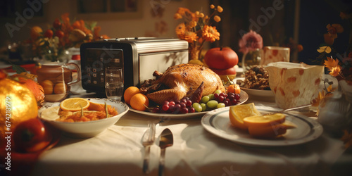 An old Thanksgiving meal with a retro feeling.