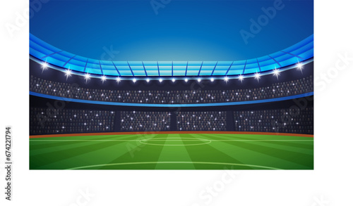 Soccer football stadium with spot lights and spectators