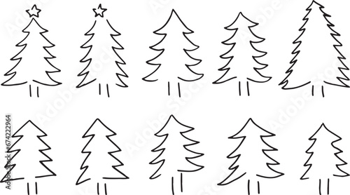                                                                                                                         Line drawing. Christmas vector illustration with line drawing touch. Scandinavian style Christmas tree illustration.