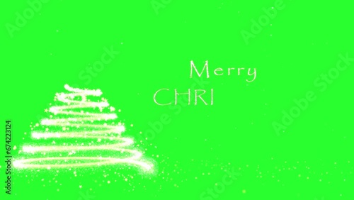 Animated Christmas greeting card on chroma key, with Merry Christmas text