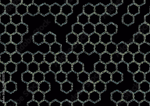 Hexagonal background with black spaces.