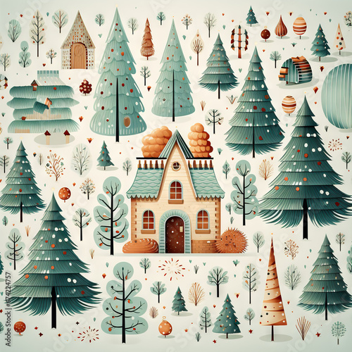 christmas card with christmas tree