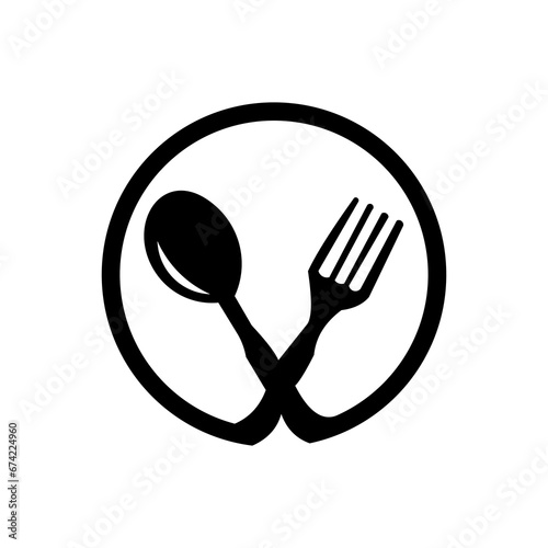 Fork, knife, plate and spoon. Menu symbol. Restaurant icon. Food, plate, fork, knife, spoon, cutlery icon set.