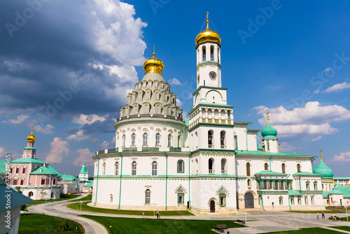 Stunning exterior view of Voskresensky Monastery in Istra, Russia.
