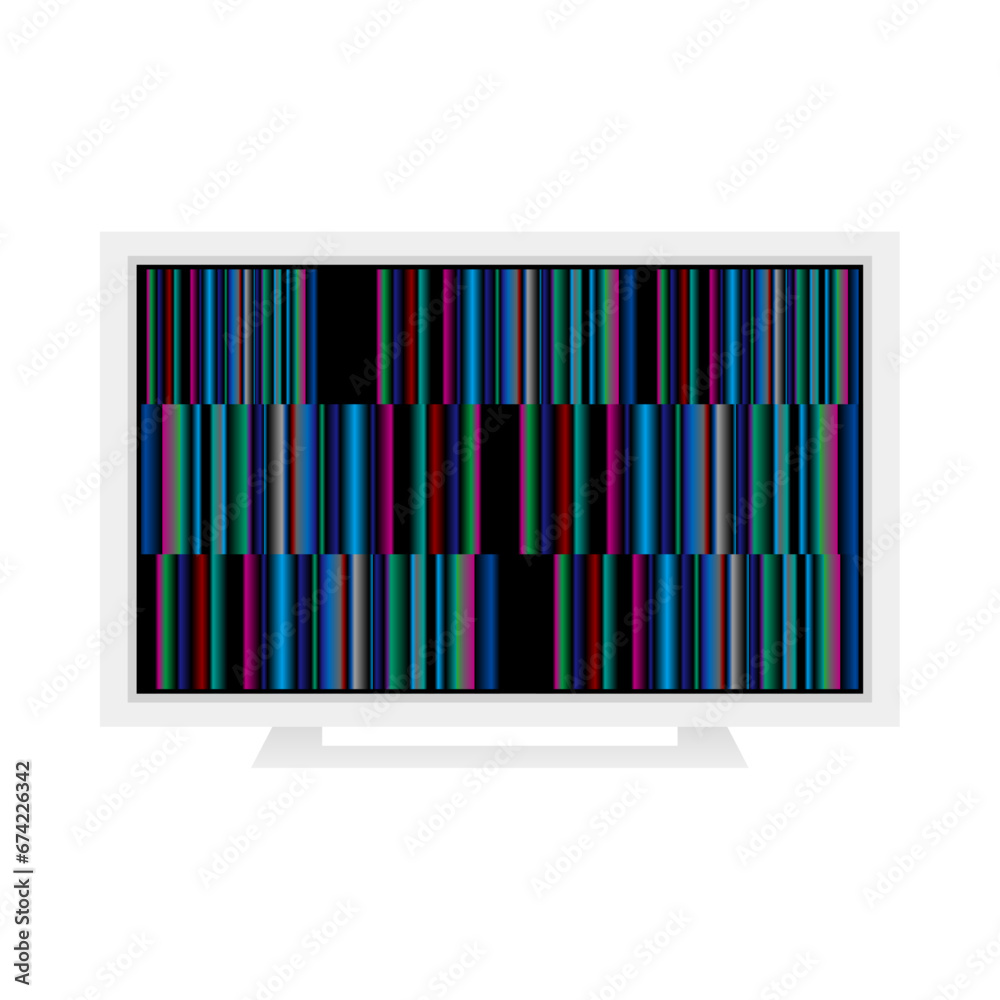 シンプルなイラスト_故障した薄型テレビ,モニタ,液晶 シンプルなイラスト_故障した薄型テレビ,モニタ,液晶