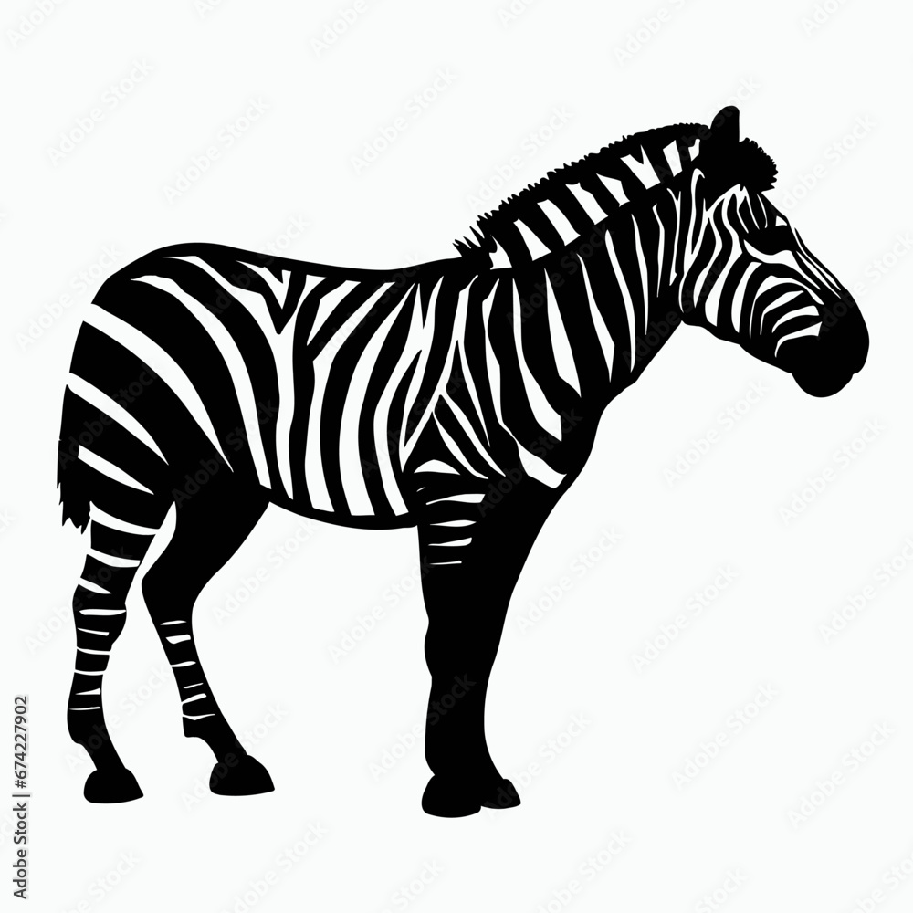 Fototapeta premium Vector Silhouette of Zebra, Striking Zebra Illustration for Wildlife and Africa Concepts