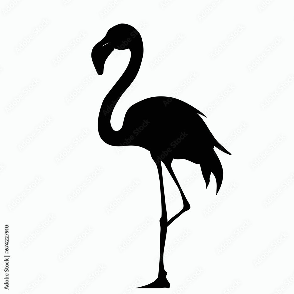 Obraz premium Vector Silhouette of Flamingo, Pink Flamingo Graphic for Tropical and Bird Concepts