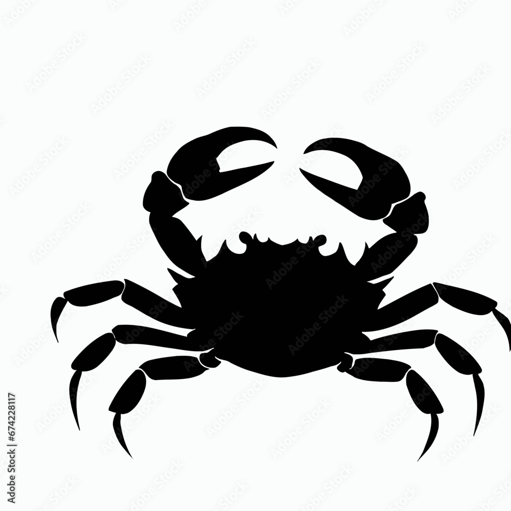 Vector Silhouette of Crab, Playful Crab Graphic for Marine and Ocean Concepts Vector Silhouette of Crab, Playful Crab Graphic for Marine and Ocean Concepts