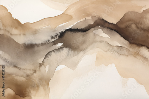 Natural Earth Watercolor Art Background. Texture, Organic Tones, Eco-Friendly Designs. AI. photo