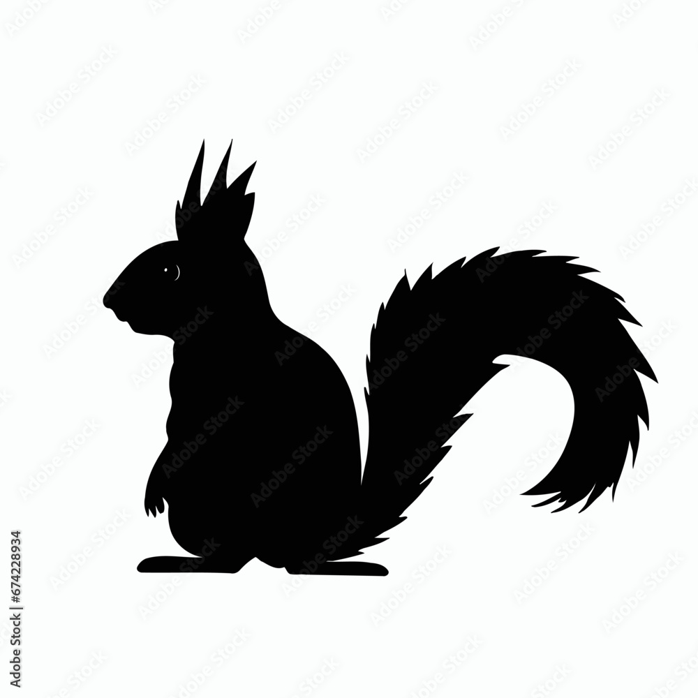 Obraz premium Vector Silhouette of Squirrel, Playful Squirrel Graphic for Forest and Wildlife Concepts