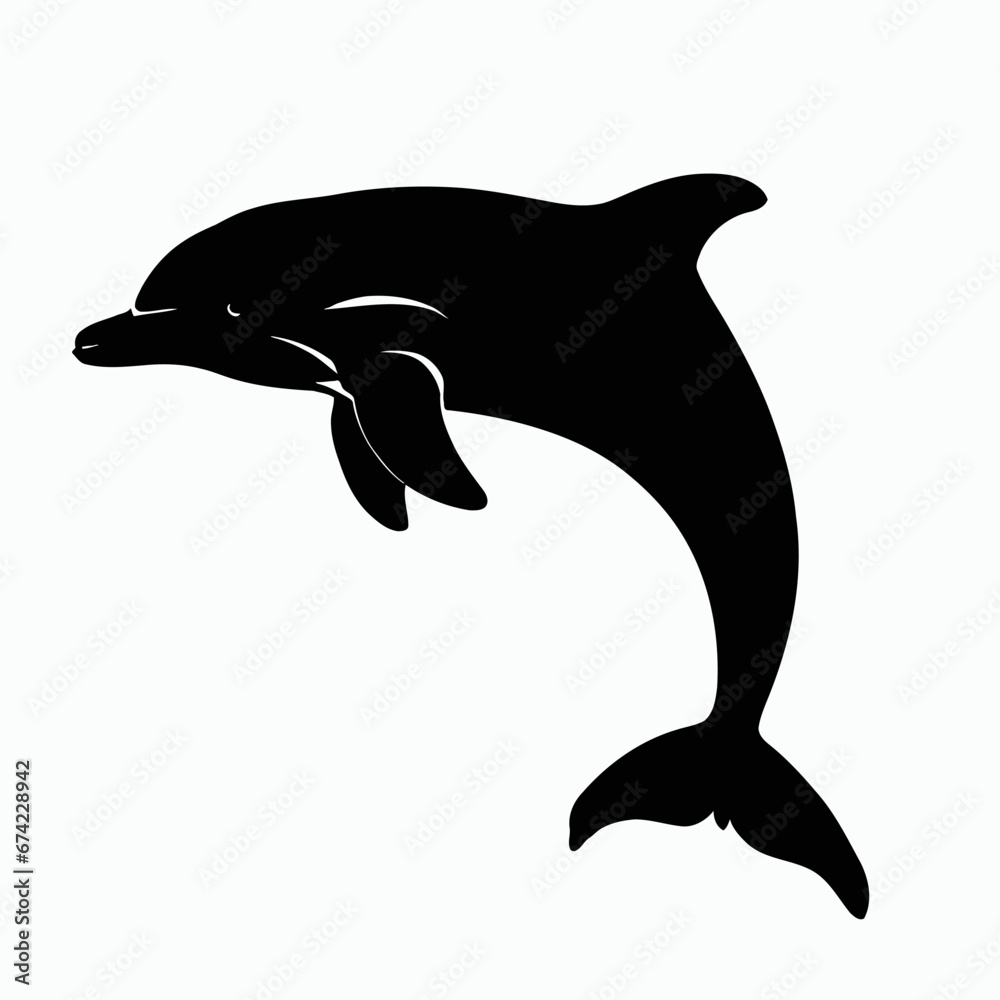 Fototapeta premium Vector Silhouette of Dolphin, Graceful Dolphin Graphic for Ocean and Marine Themes