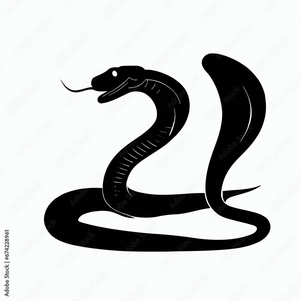 Vector Silhouette of Snake, Slithering Snake Illustration for Reptile and Wildlife Concepts Vector Silhouette of Snake, Slithering Snake Illustration for Reptile and Wildlife Concepts