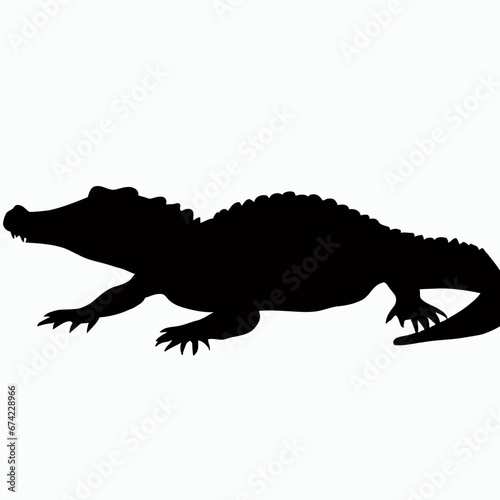 Vector Silhouette of Crocodile alligator  Stealthy Crocodile Illustration for Nature and Wildlife Designs
