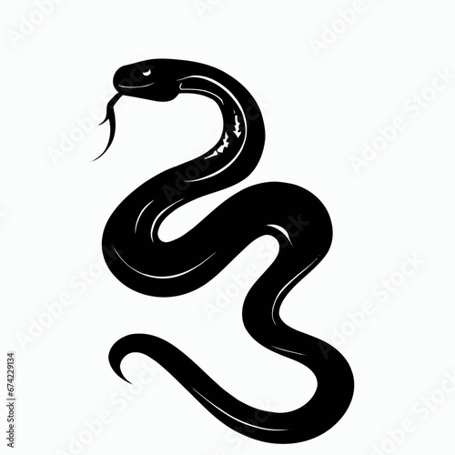 Vector Silhouette of Snake, Slithering Snake Illustration for Reptile and Wildlife Concepts